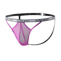 GP087 - Celana Dalam Pria G-String Seksi Ungu Transparan Terbuka Belakang