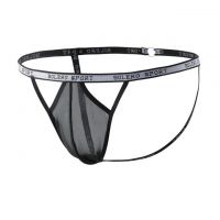 GP089 - Celana Dalam Pria G-String Seksi Hitam Transparan Terbuka Belakang