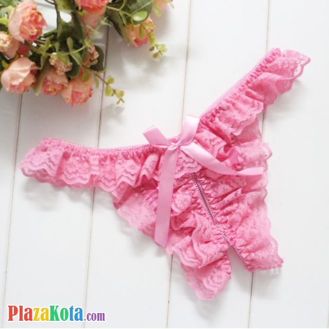 GS395 - Celana Dalam Wanita G-String Seksi Crotchless Pink Karet Renda - Photo 1 GS395 - Celana Dalam Wanita G-String Seksi Crotchless Pink Karet Renda - Photo 1