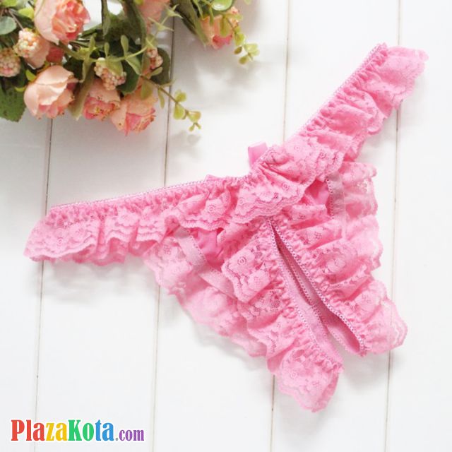 GS395 - Celana Dalam Wanita G-String Seksi Crotchless Pink Karet Renda - Photo 2 GS395 - Celana Dalam Wanita G-String Seksi Crotchless Pink Karet Renda - Photo 2
