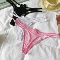 P645 - Celana Dalam Wanita Panties Thong Seksi Magenta Transparan Pita Depan Tali 2 - 2