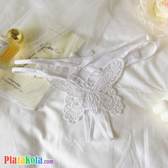 P652 - Celana Dalam Wanita Panties Thong Seksi Putih Crotchless Brokat Kupu-Kupu Tali 2 - Photo 2 P652 - Celana Dalam Wanita Panties Thong Seksi Putih Crotchless Brokat Kupu-Kupu Tali 2 - Photo 2