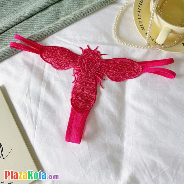 P657 - Celana Dalam Wanita Panties Thong Seksi Magenta Brokat Lebah Tali 2 - Photo 1