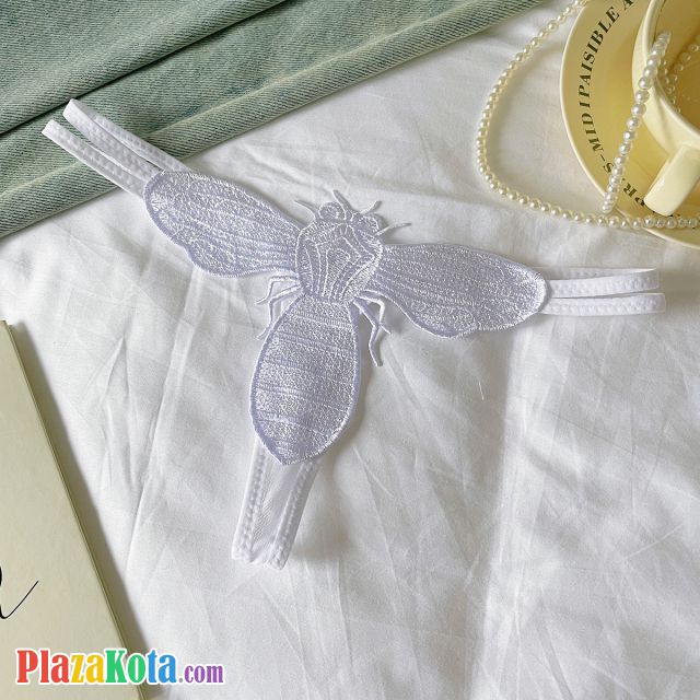 P658 - Celana Dalam Wanita Panties Thong Seksi Putih Brokat Lebah Tali 2 - Photo 1