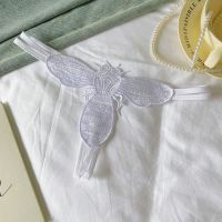 P658 - Celana Dalam Wanita Panties Thong Seksi Putih Brokat Lebah Tali 2