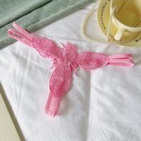 P659 - Celana Dalam Wanita Panties Thong Seksi Pink Brokat Lebah Tali 2