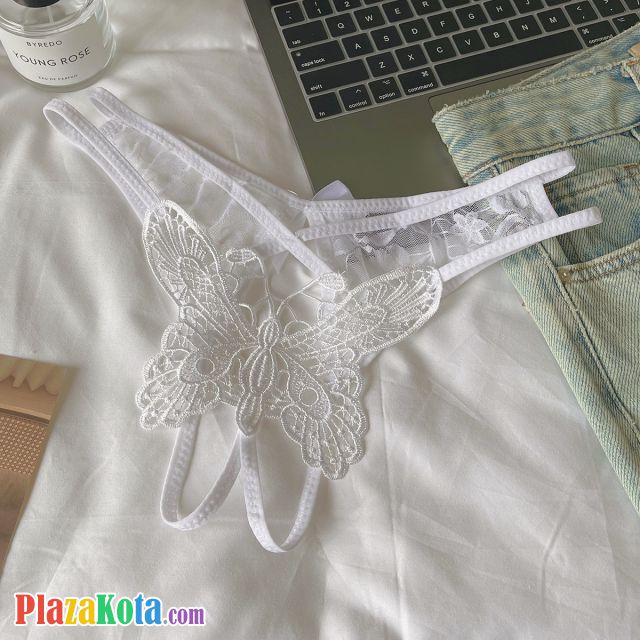 P664 - Celana Dalam Wanita Panties Thong Seksi Crotchless Putih Brokat Kupu-Kupu Tali 2 - Photo 1 P664 - Celana Dalam Wanita Panties Thong Seksi Crotchless Putih Brokat Kupu-Kupu Tali 2 - Photo 1