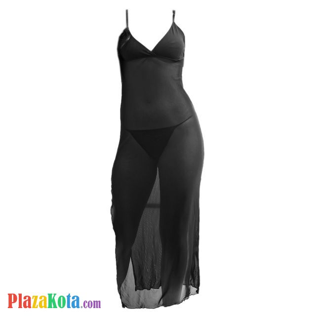 L0228 - Baju Tidur Dinas Malam Wanita Lingerie Long Dress Gaun Panjang Seksi Hitam Transparan - Photo 1