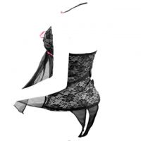 L0233 - Baju Tidur Dinas Malam Wanita Lingerie Babydoll Mini Dress Seksi Halter Hitam Transparan Crotchless - 2