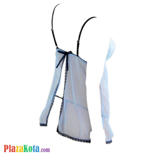 L0236 - Baju Tidur Dinas Malam Wanita Lingerie Babydoll Mini Dress Seksi Biru Transparan - Photo 2