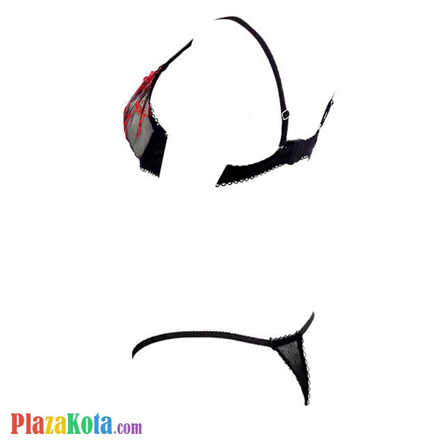 B062 - Pakaian Dalam Wanita Bra Set Kawat Underwire Seksi Hitam Transparan - Photo 2