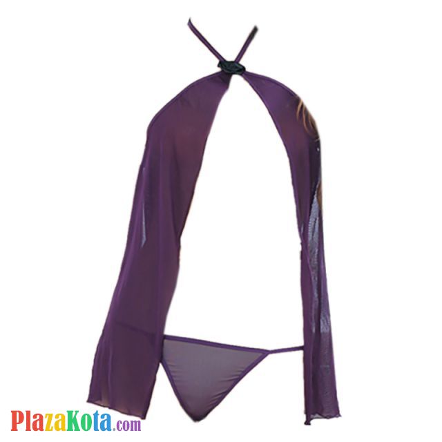 L0288 - Baju Tidur Dinas Malam Wanita Lingerie Babydoll Mini Dress Seksi Halter Ungu Transparan - Photo 1