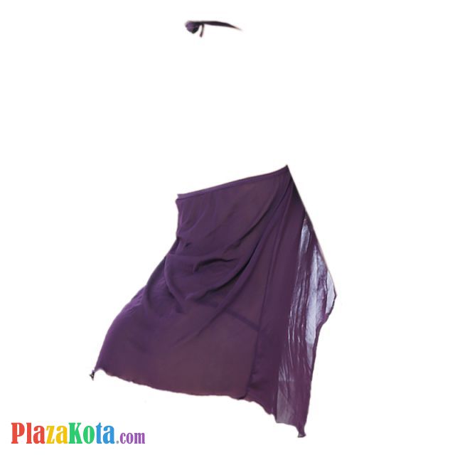 L0288 - Baju Tidur Dinas Malam Wanita Lingerie Babydoll Mini Dress Seksi Halter Ungu Transparan - Photo 2