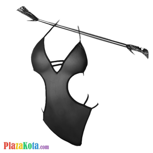 L0292 - Baju Tidur Dinas Malam Wanita Lingerie Teddy Bodysuit Seksi Halter Hitam Transparan Tali Ikat Tangan - Photo 1