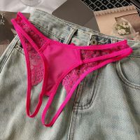 P669 - Celana Dalam Wanita Panties Thong Seksi Crotchless Magenta Pita Belakang