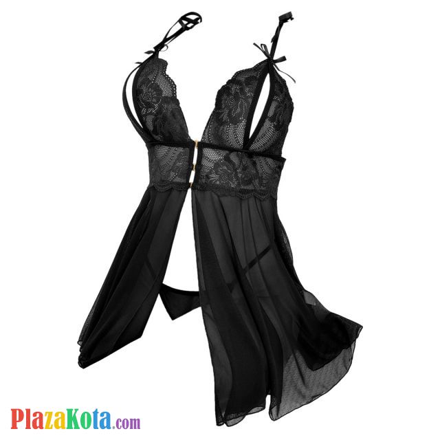 L1327 - Baju Tidur Dinas Malam Wanita Lingerie Babydoll Mini Dress Seksi Hitam Transparan Open Cup Belah Depan - Photo 1 L1327 - Baju Tidur Dinas Malam Wanita Lingerie Babydoll Mini Dress Seksi Hitam Transparan Open Cup Belah Depan - Photo 1
