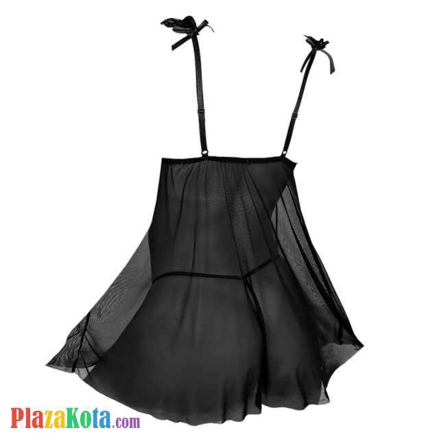 L1328 - Baju Tidur Dinas Malam Wanita Lingerie Babydoll Mini Dress Seksi Hitam Transparan Open Cup Belah Depan - Photo 2 L1328 - Baju Tidur Dinas Malam Wanita Lingerie Babydoll Mini Dress Seksi Hitam Transparan Open Cup Belah Depan - Photo 2