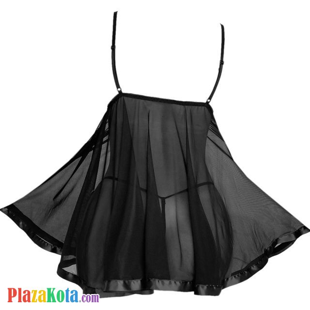 L1329 - Baju Tidur Dinas Malam Wanita Lingerie Mini Dress Gaun Pendek Seksi Hitam Transparan - Photo 2