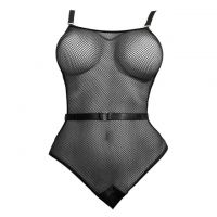 L1330 - Baju Tidur Dinas Malam Wanita Lingerie Teddy Bodysuit Seksi Hitam Jaring Transparan