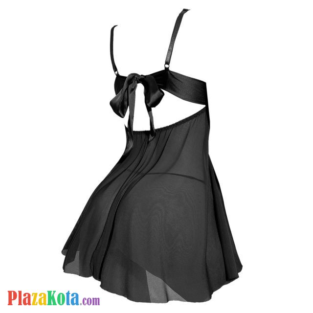 L1333 - Baju Tidur Dinas Malam Wanita Lingerie Mini Dress Gaun Pendek Seksi Hitam Transparan - Photo 2