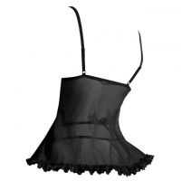 L1334 - Baju Tidur Dinas Malam Wanita Lingerie Babydoll Mini Dress Seksi Hitam Transparan Open Cup Crotchless - 2