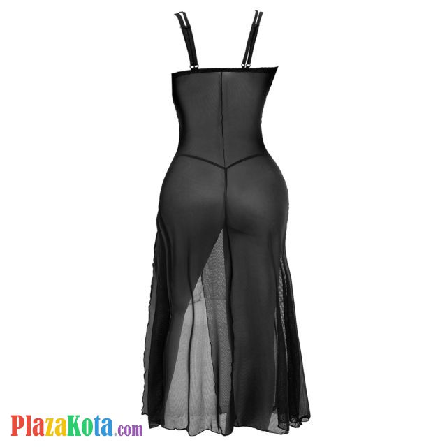 L1337 - Baju Tidur Dinas Malam Wanita Lingerie Long Dress Gaun Panjang Seksi Hitam Transparan - Photo 2