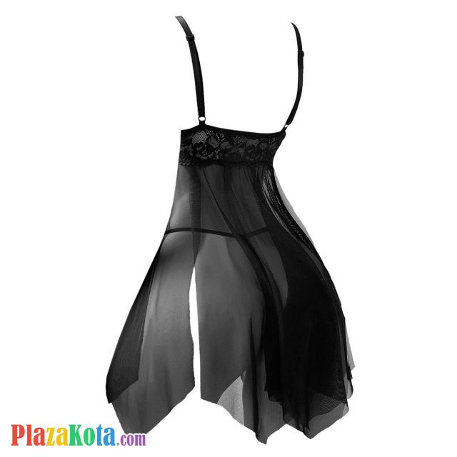 L1338 - Baju Tidur Dinas Malam Wanita Lingerie Babydoll Mini Dress Seksi Hitam Transparan - Photo 2