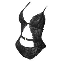 L1340 - Baju Tidur Dinas Malam Wanita Lingerie Teddy Bodysuit Seksi Hitam Transparan Ikat Pinggang Karet