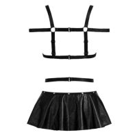 L1341 - Baju Tidur Dinas Malam Wanita Lingerie Teddy Bodysuit Seksi Hitam Open Cup Rok - 2