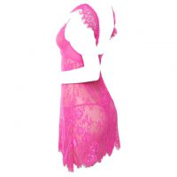 L0392 - Baju Tidur Dinas Malam Wanita Lingerie Bodycon Sheath Dress Seksi Magenta Transparan Bra Kawat - 2