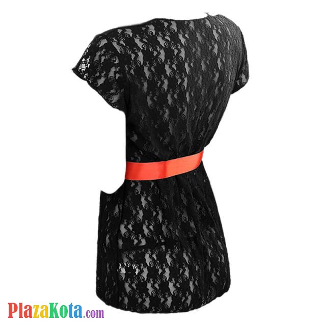 L0394 - Baju Tidur Dinas Malam Wanita Lingerie Kimono Jubah Seksi Hitam Transparan Ikat Pinggang - Photo 2
