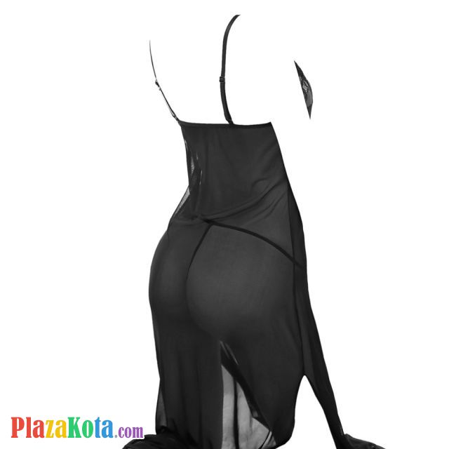 L0406 - Baju Tidur Dinas Malam Wanita Lingerie Long Dress Gaun Panjang Seksi Hitam Transparan - Photo 2