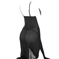 L0406 - Baju Tidur Dinas Malam Wanita Lingerie Long Dress Gaun Panjang Seksi Hitam Transparan - 2